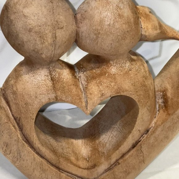 Wooden Hand Carved Romantic Passionate Loving Couple Abstract Figurine Sculpture - Picture 5 of 8